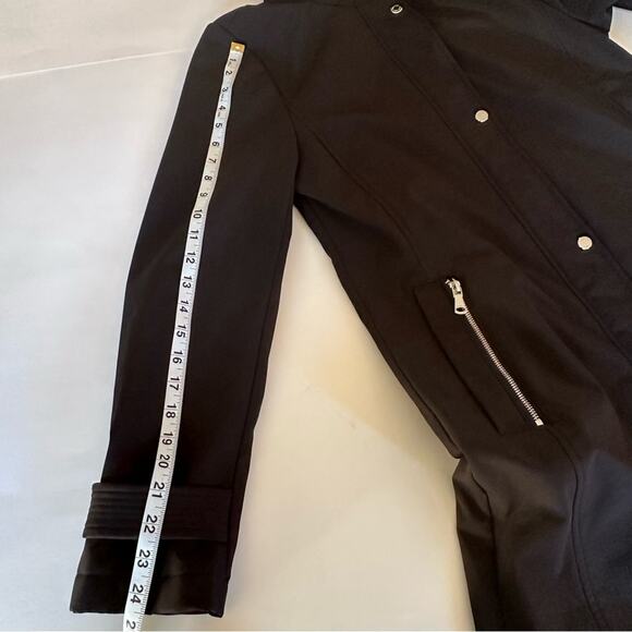 Calvin Klein Black Hooded Trench Coat Soft Shell Rain Jacket / Parka M - Picture 9 of 13
